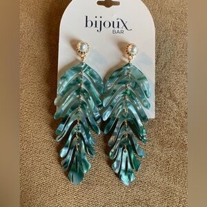 Bijoux Bar Teal Leaf Dangle Earrings